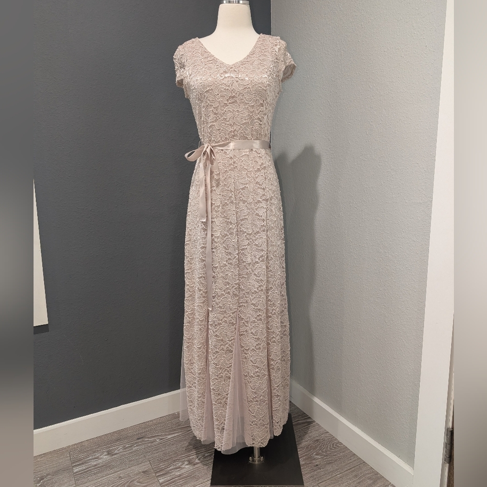 Artistic Blush Pink Floral Fit & Flare Dress - Size M